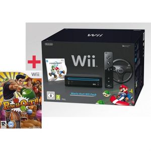 WII PACK WII NOIR MARIO KART + PUNCH-OUT !!