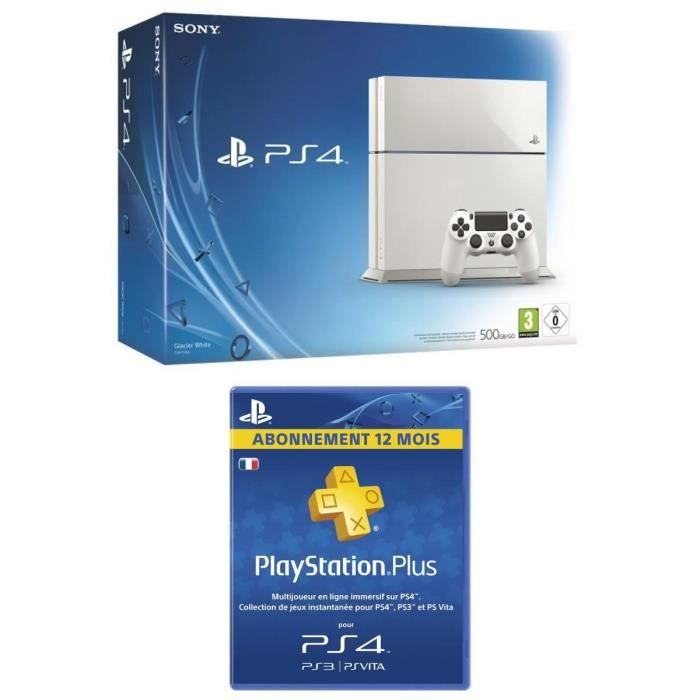 Pack Console PS4 500 Go Blanche+Abonnement 12 Mois Achat / Vente console ps4 nouveauté PS4