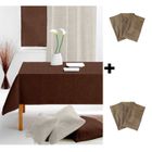  SOLEIL D'OCRE Lot nappe + 2 Lots 3 Serviettes Choc