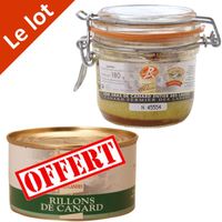 Foie Gras entier 180g Label Rouge + Rillons OFFERT Foie Gras entier 180g Label Rouge + Rillons OFFERT