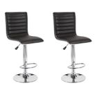 TABOURET Lot de 2 Tabourets de bar noirs simili cuir