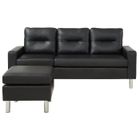  ELENA Canapé PU noir + pouf