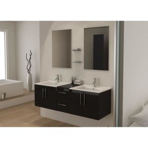 ENSEMBLE MEUBLE SDB  TIANA Kit salle de bain 150cm noir