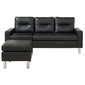 CANAPE - SOFA - BANQUETTE ELENA Canapé P.U noir + pouf