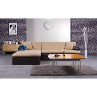 LEVEÄ Canapé conv lit angle rev 5P marron crème LEVEÄ Canapé conv lit angle rev 5P marron crème
