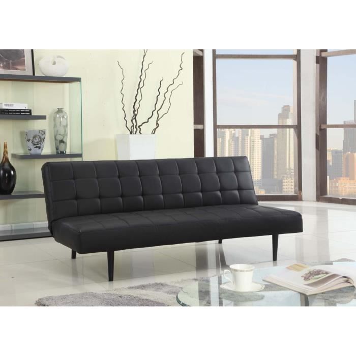 LUXURY Banquette convertible lit 3 places microfibre noir ...