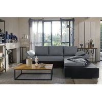 CANAPE - SOFA - BANQUETTE TWITT Canapé d'angle réversible Noir/Gris