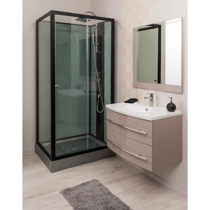 Lea salle de bain complète en bois simple vasque 81 cm taupe ... Meuble de salle de bain taupe