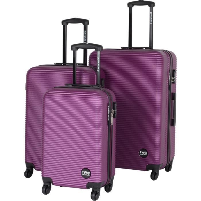 TRAVEL WORLD Set de 3 Valises Trolley 4 Roues 50/60/70 cm Violet Violet