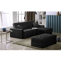 CANAPE - SOFA - BANQUETTE OTTO canapé d'angle droit convertible Noir