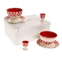 BOL - MUG - MAZAGRAN Coffret Duo Brunch porcelaine pois rouge