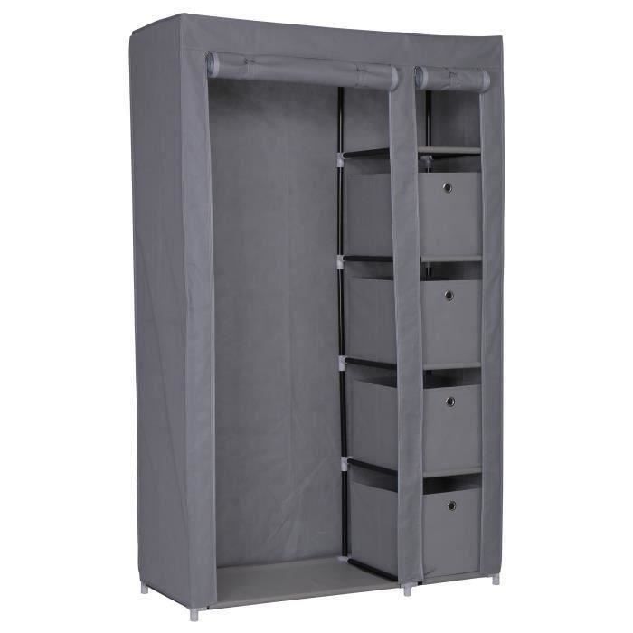 Armoire penderie souple Nomade 04 en tissu 177x45x108 cm gris clair Achat / Vente penderie