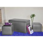  ENSEMBLE BANC COFFRE + 2 POUFS recouvert en SIMILI