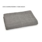  Lot 2 serv.+ 2 gants BIO Gris 100% coton 450 gr