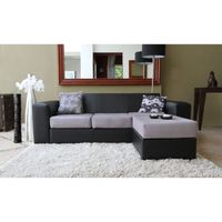 CANAPE TWIN Canapé Tissu pvc d'angle réversible noir/gris