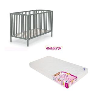 LIT NON PLIANT BEBE Ensemble Lit 60x120cm + matelas Babyclim