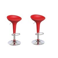 TABOURET Lot de 2 Tabourets de bar rouges EDEN  aspect cuir