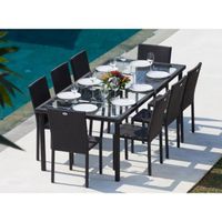 Ensemble table 220 cm et 8 chaises résine tressée Ensemble table 220 cm et 8 chaises résine tressée