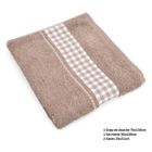  Lot 1 drap+1 serv.+2 gants VICHY MARRON