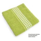  Lot 1 drap+1 serv.+2 gants VICHY VERT