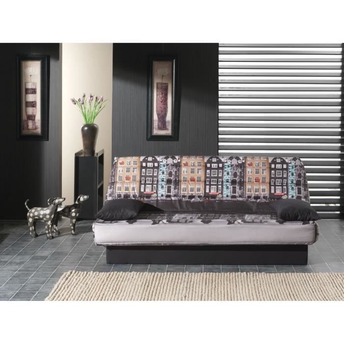 COCO Banquette clic clac convertible lit 3 places tissu polyester