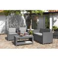 SALON DE JARDIN  MONACO Salon jardin aspect rotin tressé Anthracite