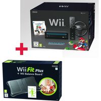 CONSOLES WII NOIR MARIO KART + WII FIT PLUS NOIR + BALANCE