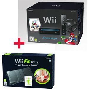 WII NOIR MARIO KART + WII FIT PLUS NOIR + BALANCE