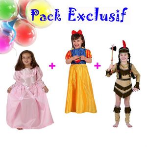 DEGUISEMENT-PANOPLIE Pack Carnaval 3 Déguisements Fille 5-6 ans