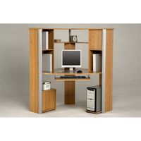 BUREAU - REHAUSSE BUREAU Bureau d'angle multimédia + 2 portes "HOUSTON"
