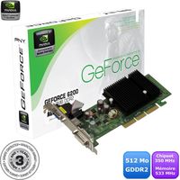CARTE GRAPHIQUE PNY GeForce 6200 512Mo GDDR2 AGP