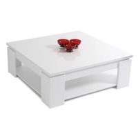 TABLE BASSE STREET Table basse carrée Blanc brillant 89x89cm