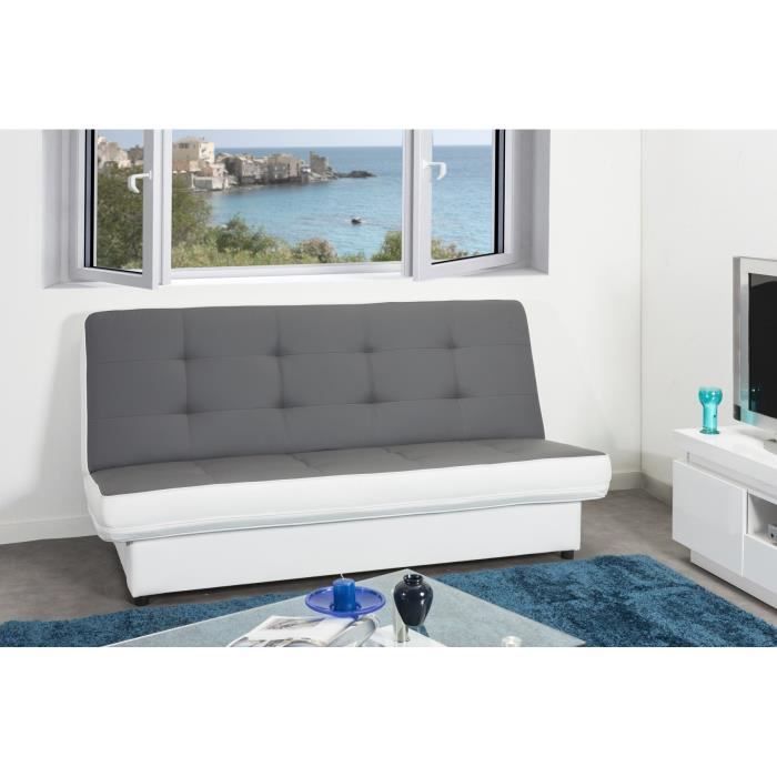 POSH Banquette clicclac convertible lit 2 places gris blanc Achat