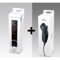 MANETTE NUNCHUK NOIR OFFICIEL + TELECOMMANDE WII PLUS