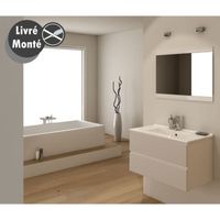 ENSEMBLE MEUBLE SDB  OSLO salle de bain  80 cm simple vasque taupe