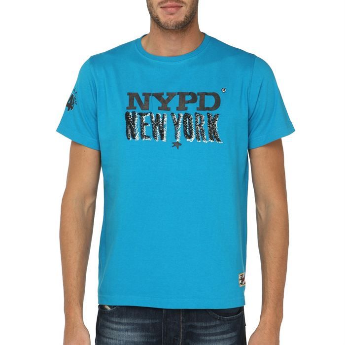 NYPD T Shirt Homme Turquoise   Achat / Vente T SHIRT NYPD T Shirt