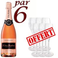 CHAMPAGNE N.Feuillatte rosé x6 = 6 flûtes OFFERTES CHAMPAGNE N.Feuillatte rosé x6 = 6 flûtes OFFERTES