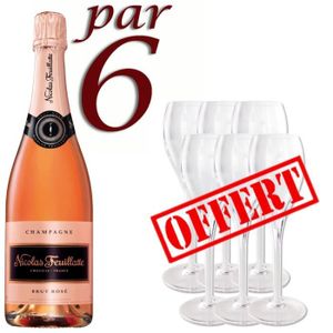 CHAMPAGNE 6x N.Feuillatte rosé = 6 flûtes OFFERTES CHAMPAGNE 6x N.Feuillatte rosé = 6 flûtes OFFERTES