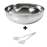 SALADIER  Saladier inox martelé Ø 21cm EQUINOX+Couverts inox