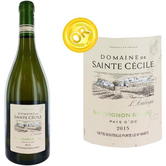 Domaine Sainte Cécile IGP Pays D'OC Sauvignon 2015 Vin blanc Achat