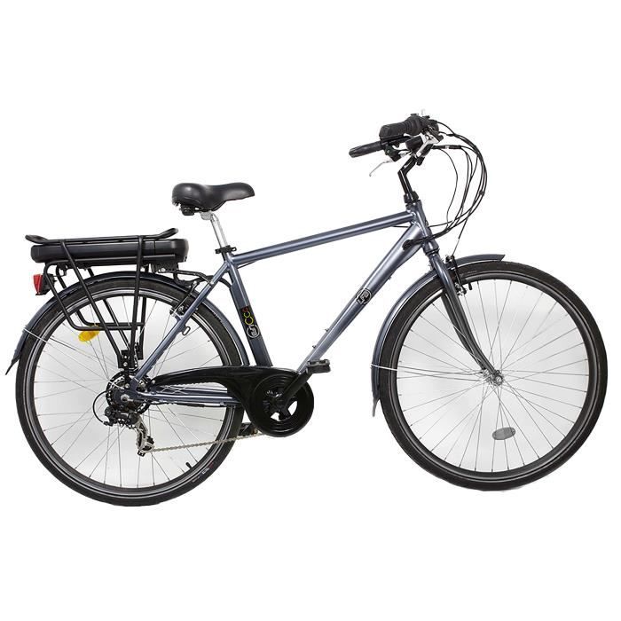Vélo électrique avec cadre aluminium rigide, bleu, fourche rigide
