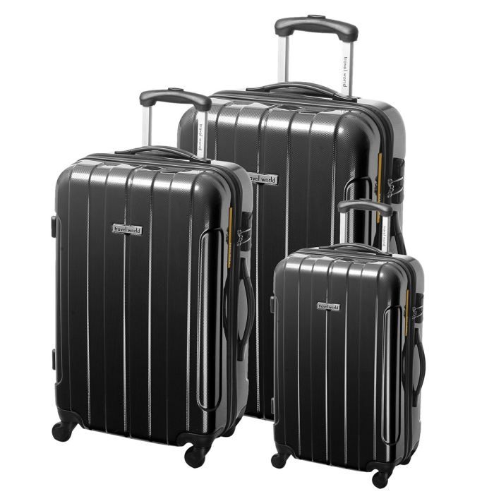 TRAVEL WORLD Set de 3 valises trolley 4 roues Gris foncé Achat