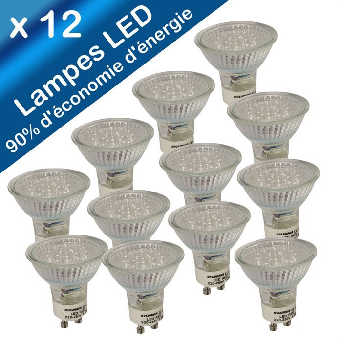 Lot de 12 Ampoules SYLVANIA Eco Energie 90% LED 1.5W GU10 Puissance