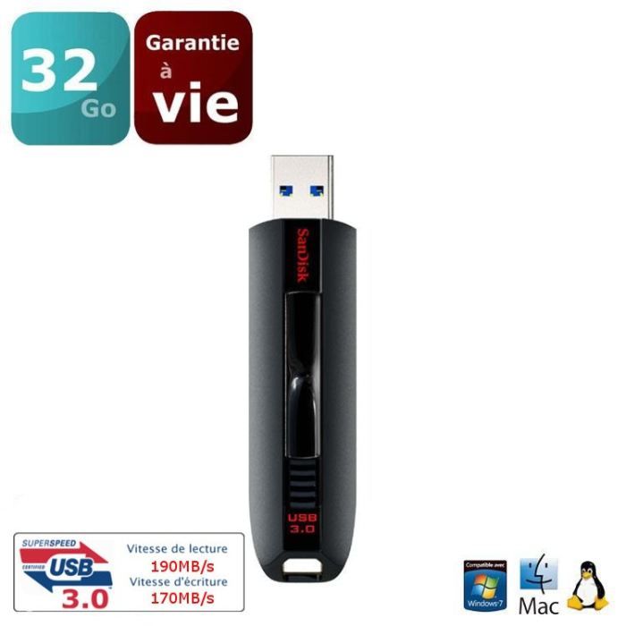 SanDisk Cruzer Extreme 32 Go USB 3.0 Prix pas cher