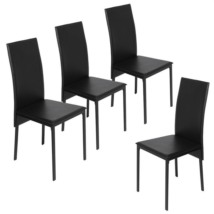 Lot de 4 chaises LINDSAY noires PVC  Achat / Vente chaise MétalPVC