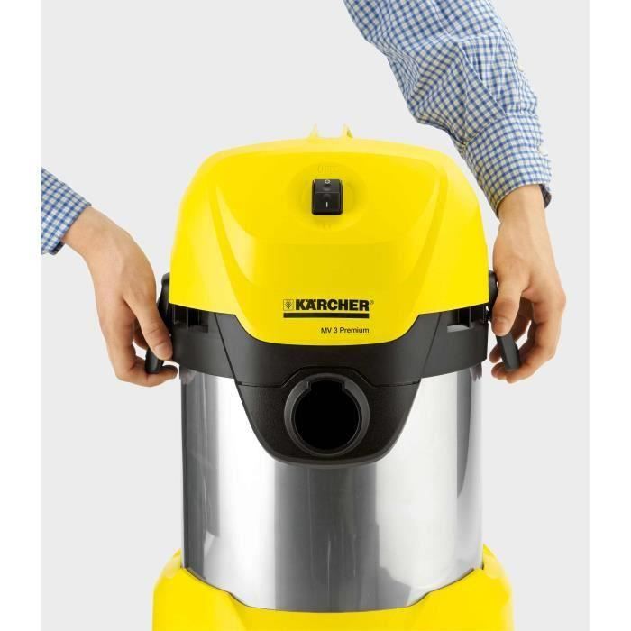 Aspirateur eau et poussiere KARCHER WD 3 Premium - Fonction soufflerie - Cuve inox 17 L - 1000 W