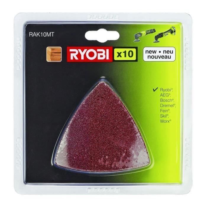 RYOBI Kit 10 triangles abrasifs pour Multitool 60/80/120