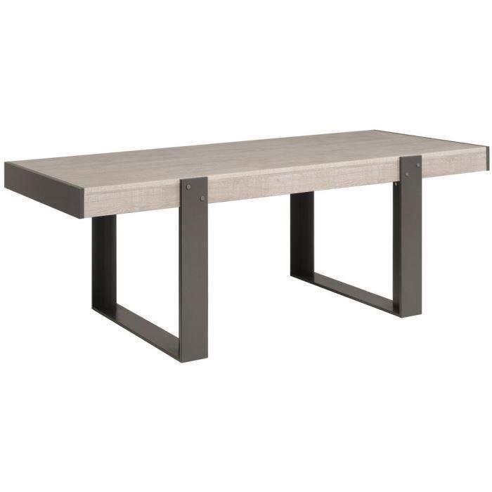 Table a manger de 8 a 10 personnes - Industriel - Décor chene et gris - LOFT - L 224 x l 90 cm