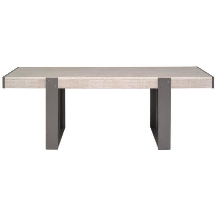 Table a manger de 8 a 10 personnes - Industriel - Décor chene et gris - LOFT - L 224 x l 90 cm