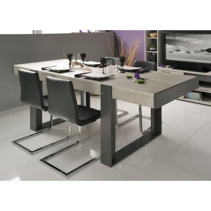 Table a manger de 8 a 10 personnes - Industriel - Décor chene et gris - LOFT - L 224 x l 90 cm